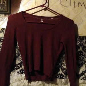 Knit crop long sleeve sweater
